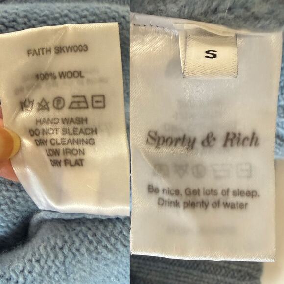 SPORTY & RICH SRC 100% Wool Turtleneck Sweater in Light Blue Size S - Picture 13 of 14